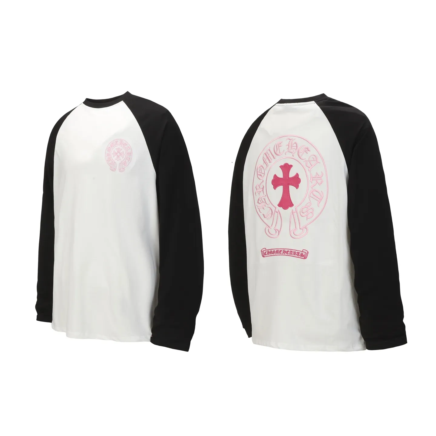 P170 Cross-border quantity model, please do not place an order if you are pursuing quality -Chrome Hearts/Chrome Hearts Xiaohongshu popular Sanskrit horseshoe stitching embroidered long-sleeved T-shirt -High weight, high density and high quality, soft, delicate and skin-friendly wool, soft and silky to the touch, excellent warmth and skin-friendly properties -Customized weaving and dyeing, no color difference, no matter the fabric or workmanship details, beat the ordinary version on the market -Colour: black with white, black with pink -Size: S M L XL